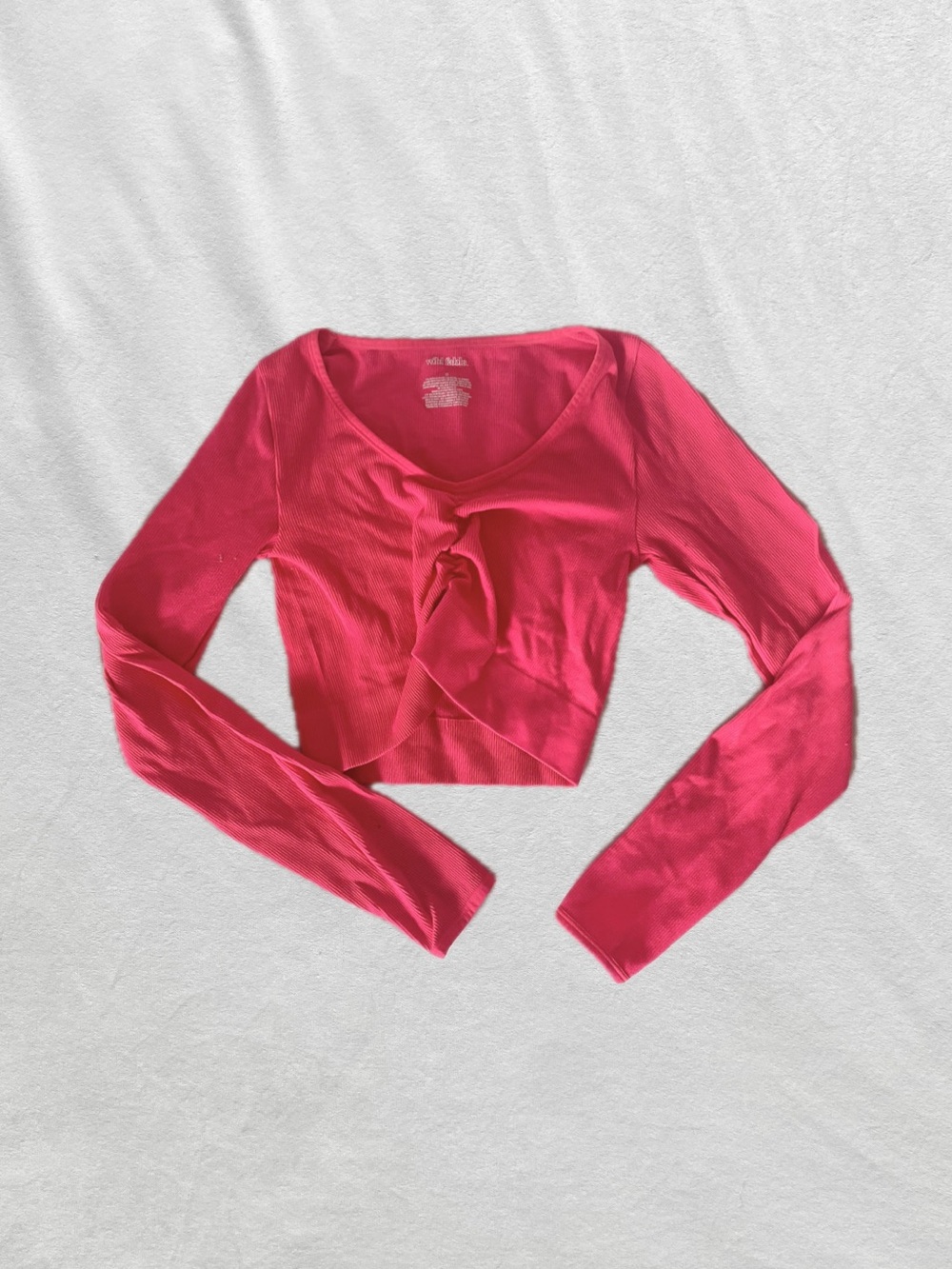 Women's Pink Twist-Front Long Sleeve Top
